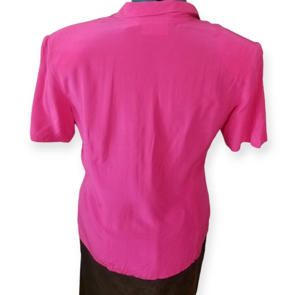 Vintage Hot Pink Silk Blouse by Liz Claiborne Barbiecore 12 - Picture 2 of 8